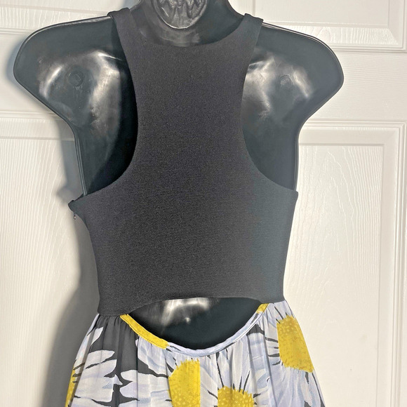 Vintage Ruby Rox Dress Women Small Black Daisies Sleeveless Flowy Maxi Cutouts - Picture 4 of 14